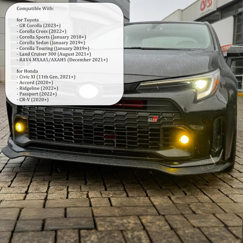 L1B TF1 LED Fog Light Bulbs, Dual Color 3000K Amber Yellow/White 6500K, 70W 7000LM, Plug & Play, for Toyota 2023+ GR Corolla Cross Sedan RAV4, Honda 11th Gen Ridgeline CR-V, Pack of 2