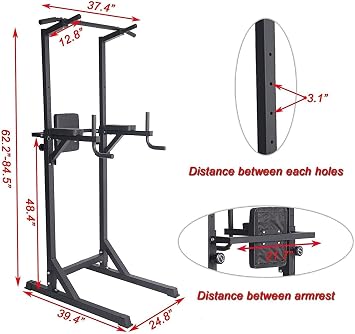 Power Tower Dip Station Pull Up Bar for Home Gym Adjustable Height Strength Training Workout Equipment,Pull Up Bar Station