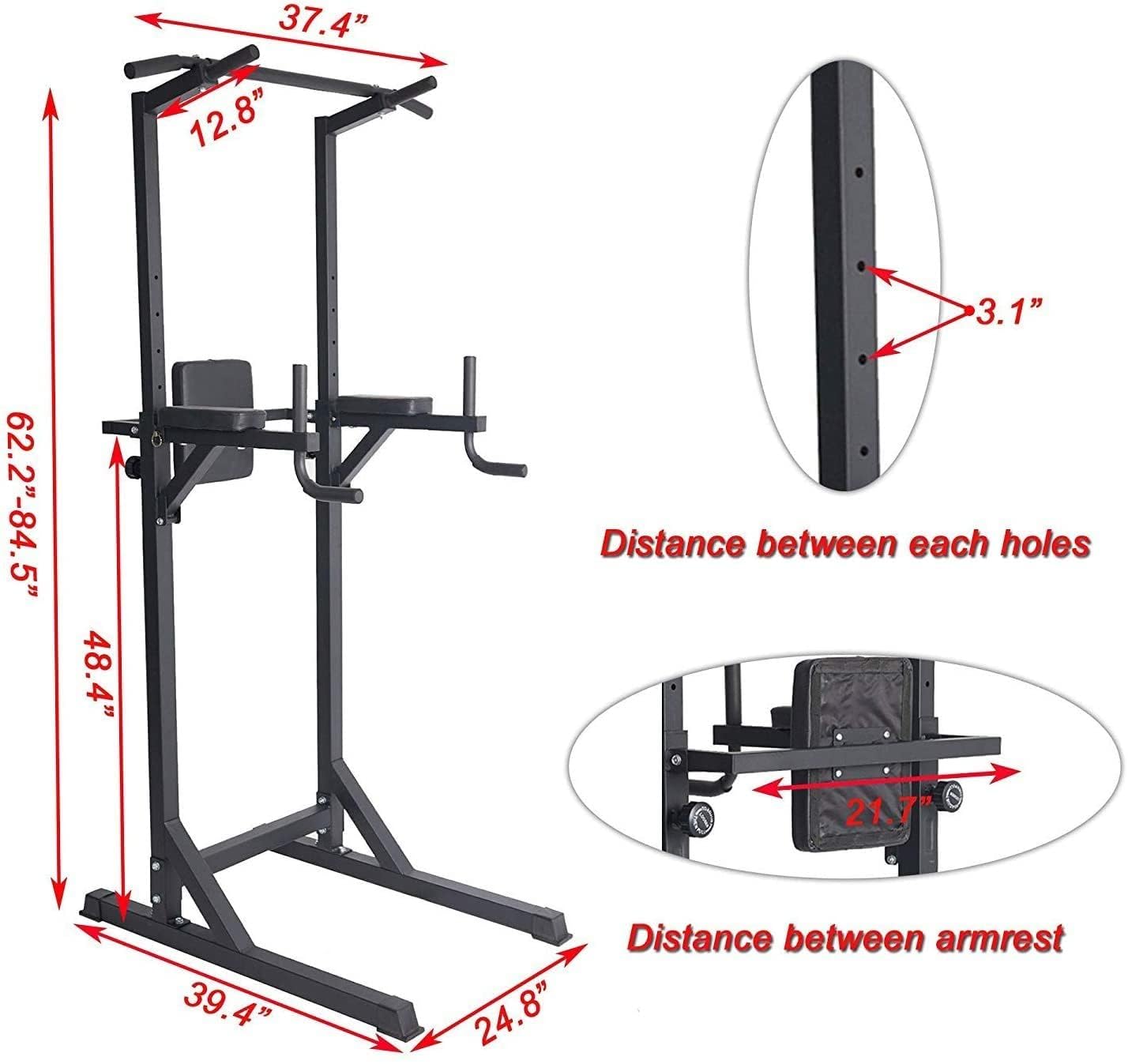 Adjustable Dip Bar Station For Home Gym – Pull Up Bar, Push Up Handles, 10 Height Settings, 330 Lb Capacity