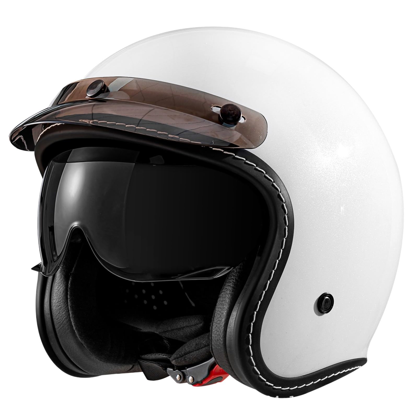 Casque De Moto Jet, Casque Vintage pour Cruiser, Scooter Et Cyclomoteur, Homologué ECE 22.06, pour Hommes Et Femmes