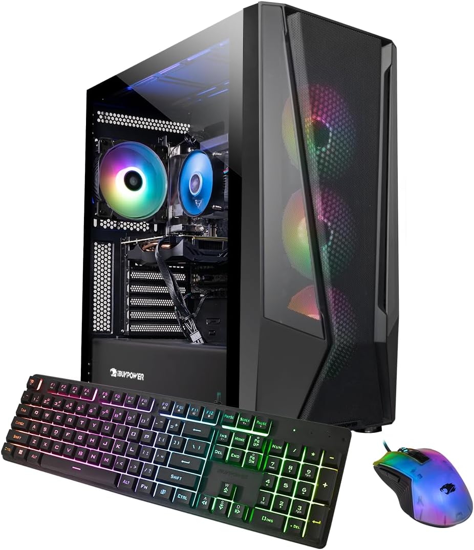iBUYPOWERTraceMesh Gaming PC Computer Desktop TRACEMESHI3N3501 (Intel Core i3 13100F, RTX 3050 8GB, 16GB DDR5 5200 RGB (16x1), 500GB NVMe SSD, WiFi Ready, Windows 11 Home)