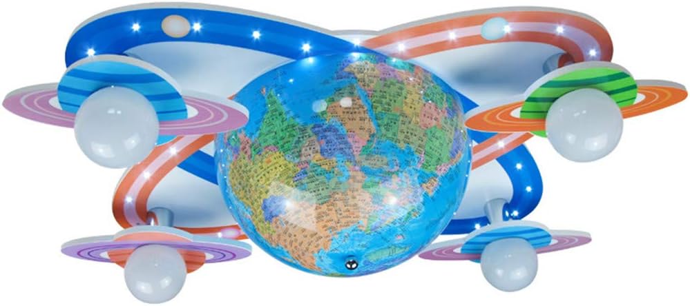 LHY LOFT LED Infantil Plafón, Creative Planet Historieta de la lámpara de Techo de Protección Ambiental de luz de Madera Decorativa para niños y niñas de Habitaciones guarderías