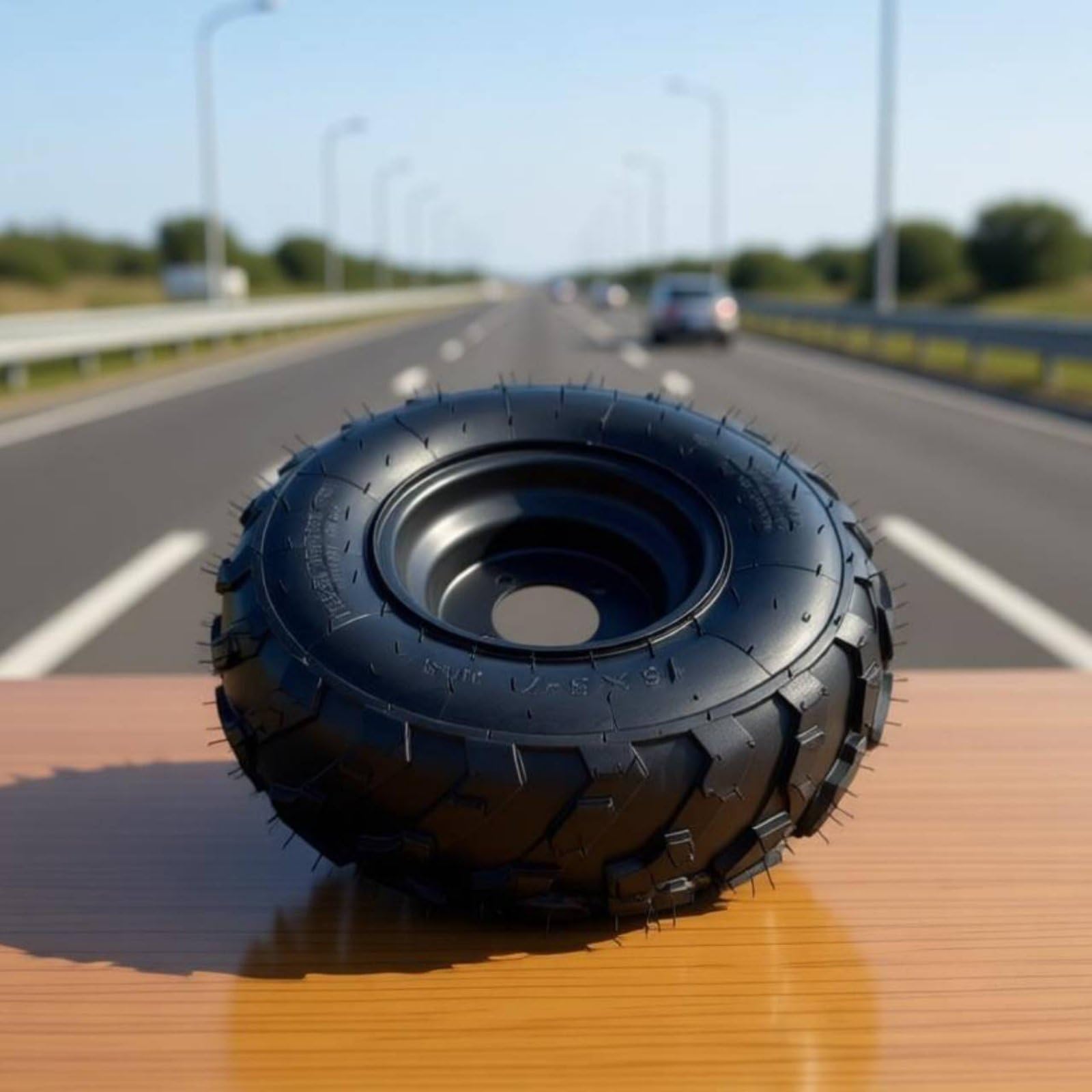 rockible Pneumatico Fuoristrada Go Kart Ruota con Cerchio Assemblata Aderenza Controllo Struttura Tubeless Affidabile Acciaio Solido E Gomma Adatto a Sabbia, Cerchio Nero A Tre Fori