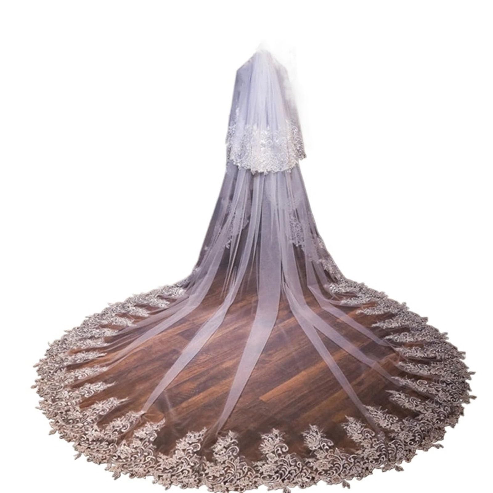 Generico Veli da sposa cattedrale da 3 metri, nuovi, for la sposa, fiori 3D, veli da sposa sexy, velo lungo nuziale
