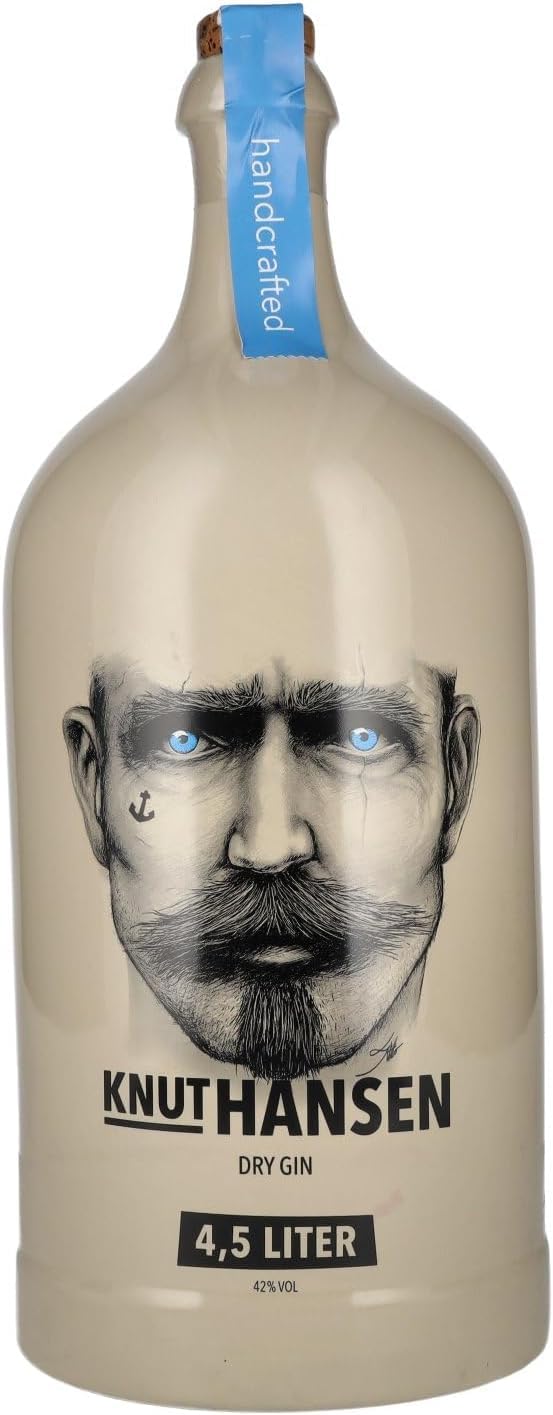 KNUT HANSEN DRY GIN | Weltweit ausgezeichnet | 14 regionale Zutaten wie Wachholder, Gurke, Basilikum | Abgefüllt in nachhaltiger Keramikflasche | 4,5L