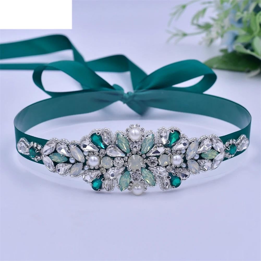 Cinturón de novia con diamantes de imitación para vestidos de noche formales, cinturón decorativo hecho a mano