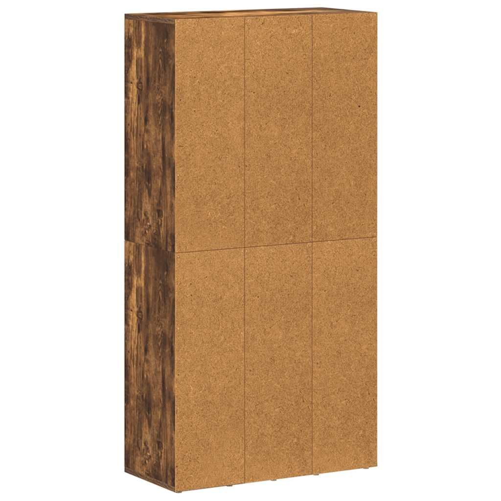 Hothingwell Bibliotheque Chene Fume 66x30x130 cm Wood Ingenierie | 8 przegródek, przechowywanie książek, wszechstronne poziome, łatwe czyszczenie, dołączony uchwyt ścienny