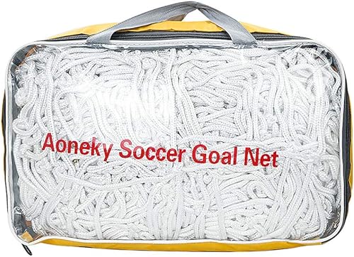 Aoneky Red de portería de fútbol resistente de 0.157 in  10 libras por red  24 x 8 pies  Red de repuesto de poste de fútbol de tamaño completo  No