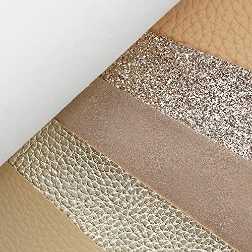 6 Pieces 8X12 Inch (21Cmx30Cm) Faux Leather Sheets Mixed Champagne Gold Series Fine Chunky Glitter Patent Metallic Litchi Texture Faux Leather Fabric For Leather Bows Earrings Making #TOP3