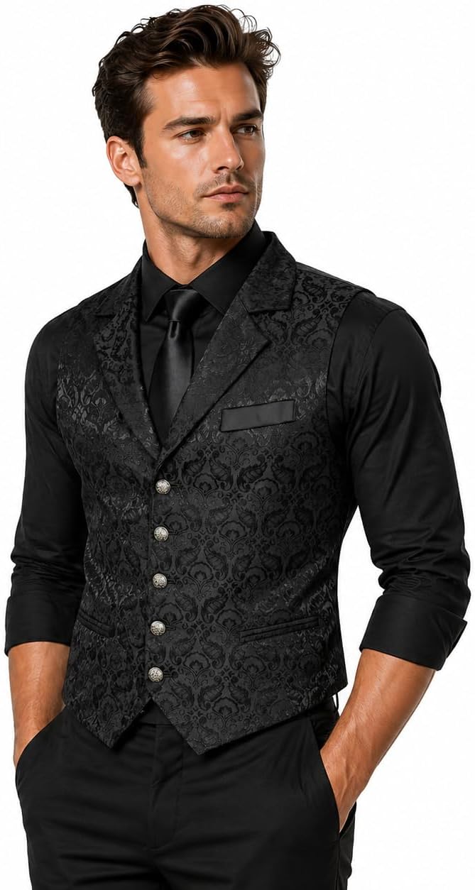 Mens Victorian Outerwear Suit Vest Steampunk Gothic Jacket Waistcoat