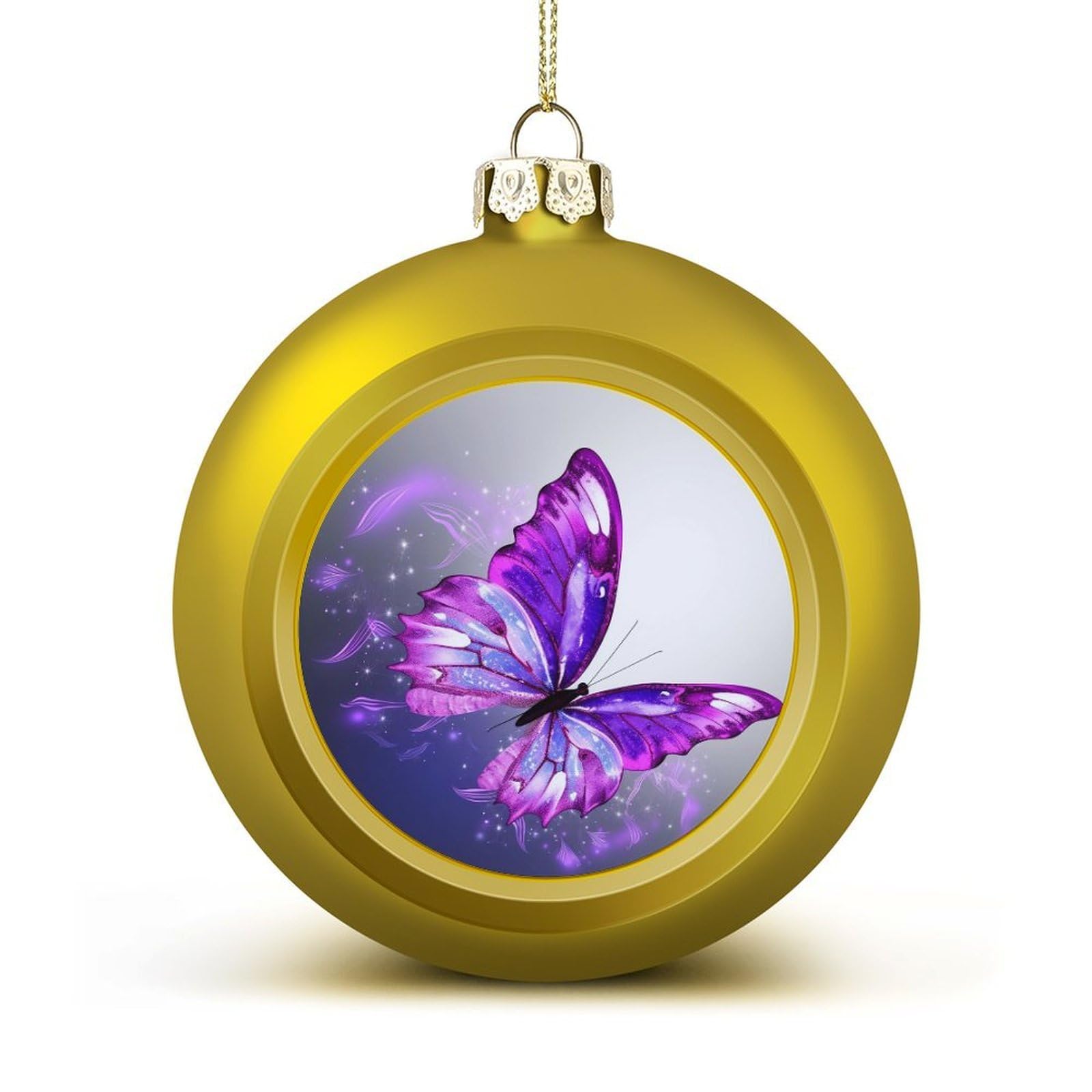 Purple Butterfly Christmas Balls Ornaments for Xmas Christmas Tree 1.6" Hanging Shatterproof Xmas Balls Hanging Decor Pendants for Holiday Party Outdoor Indoor DIY Craft Supplies