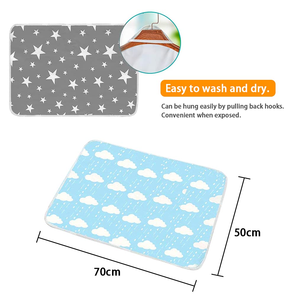 Waterproof Baby Diaper Changing Pad Multi Function Diaper Change Mat for Girls Boys Newborn - 100% Leak Proof Sanitary Mats for Home and Outdoor, Travel,Premium Liners 19.6X27.5 in (Grey&Blue)