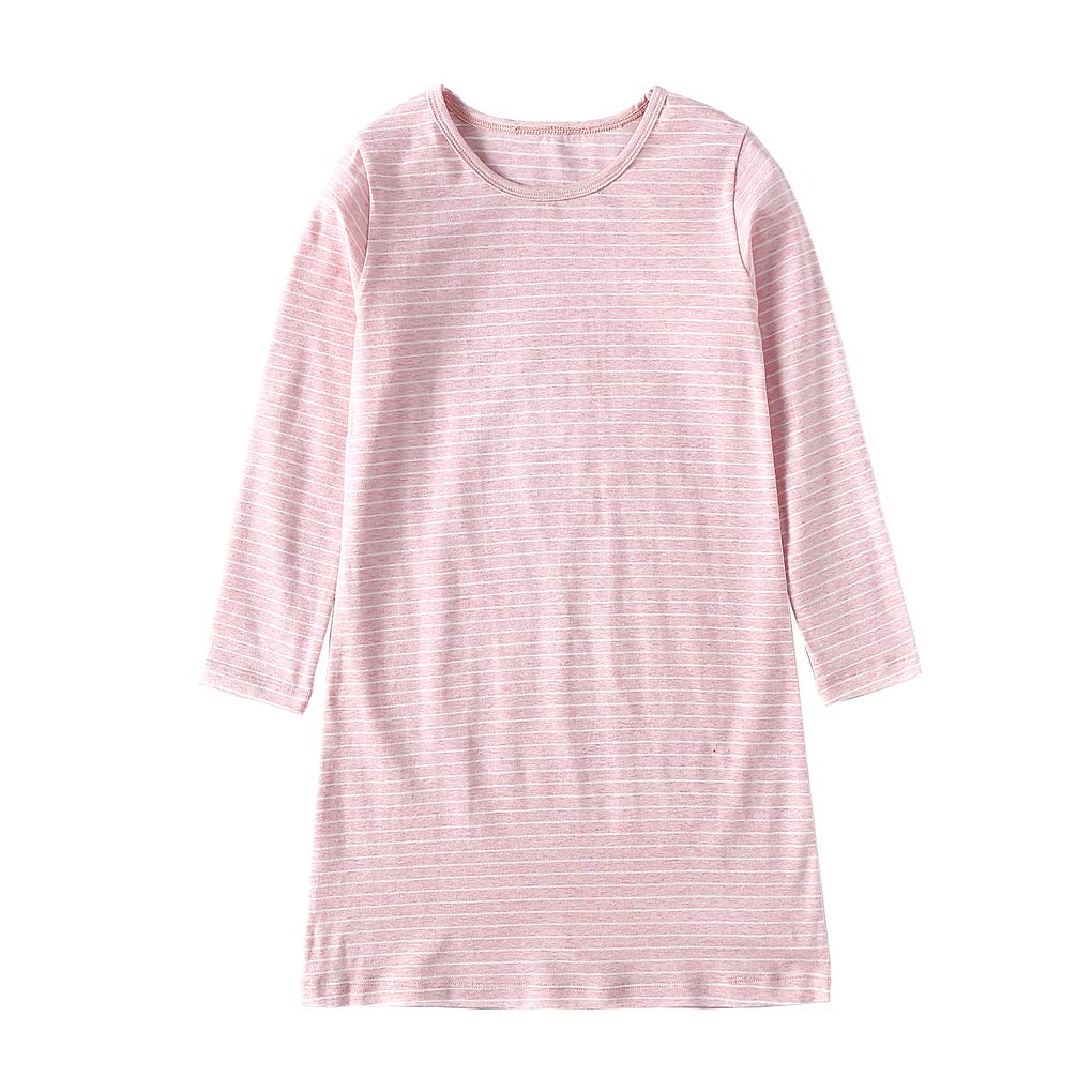 Uobzyaq Girl's Stripes Nightgowns Cotton Sleep Shirts Sleepwear Princess Nightdress