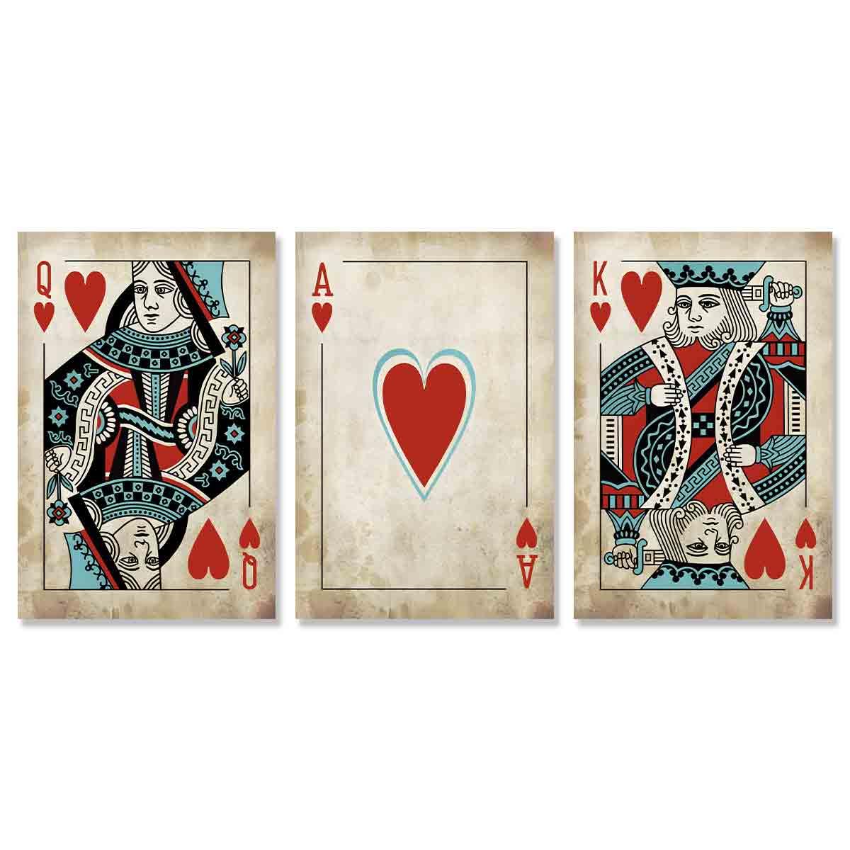 Amazon.com: Vlolvfe Retro Playing Card Artwork - 3 Pcs Canvas Wall