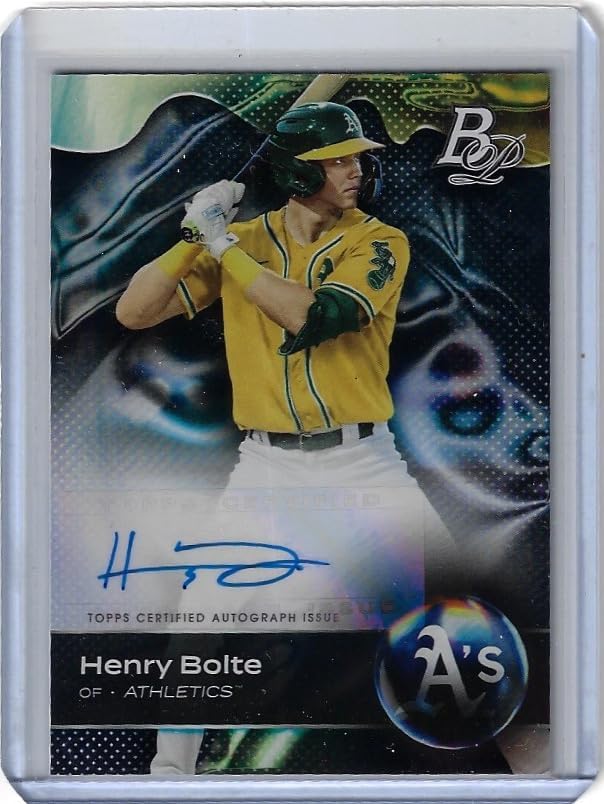 Henry Bolte Autographed Top Prospect Collectible Baseball Card - 2023 Bowman Platinum Baseball Card #TOP-30 (A's)