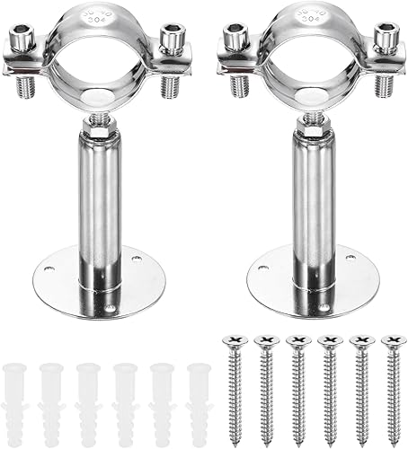 Miniatura 17 de HARFINGTON Juego de 2 soportes de montaje en pared para montaje en techo de acero inoxidable 304, abrazadera de soporte de tubo ajustable