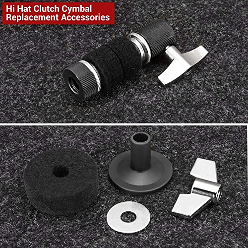 Facmogu 13Pcs Cymbal Replacement Accessories, Standard Hi-Hat Clutch, Drum Cymbal Felt Pads Include Wing Nuts & Washers & Plastic Cymbal Sleeves, Replacement For Drum Set - Black #TOP5