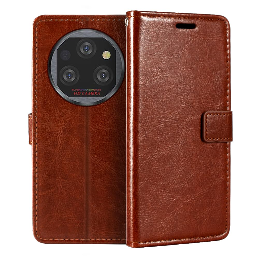 Étui Portefeuille Cuir PU Marron Pour Oukitel WP39 Pro 5G - Rabat Magnétique, Fentes Cartes, Support Intégré