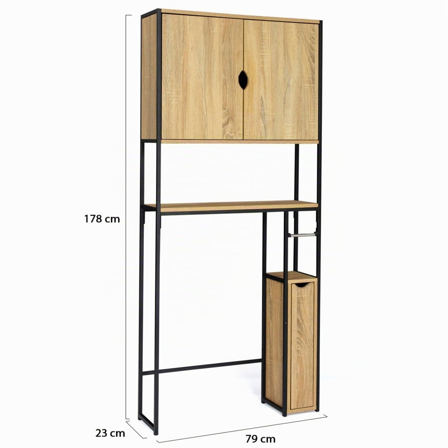 IDMarket - Mueble de inodoro 3 en 1 con armarios de almacenamiento Detroit, diseño industrial