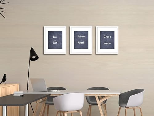 Miniatura 4 de DEKWINN Juego de 3 portarretratos de 11 x 14 pulgadas con cristal real para fotos de 8 x 10 pulgadas con paspartú o de 11 x 14 pulgadas sin