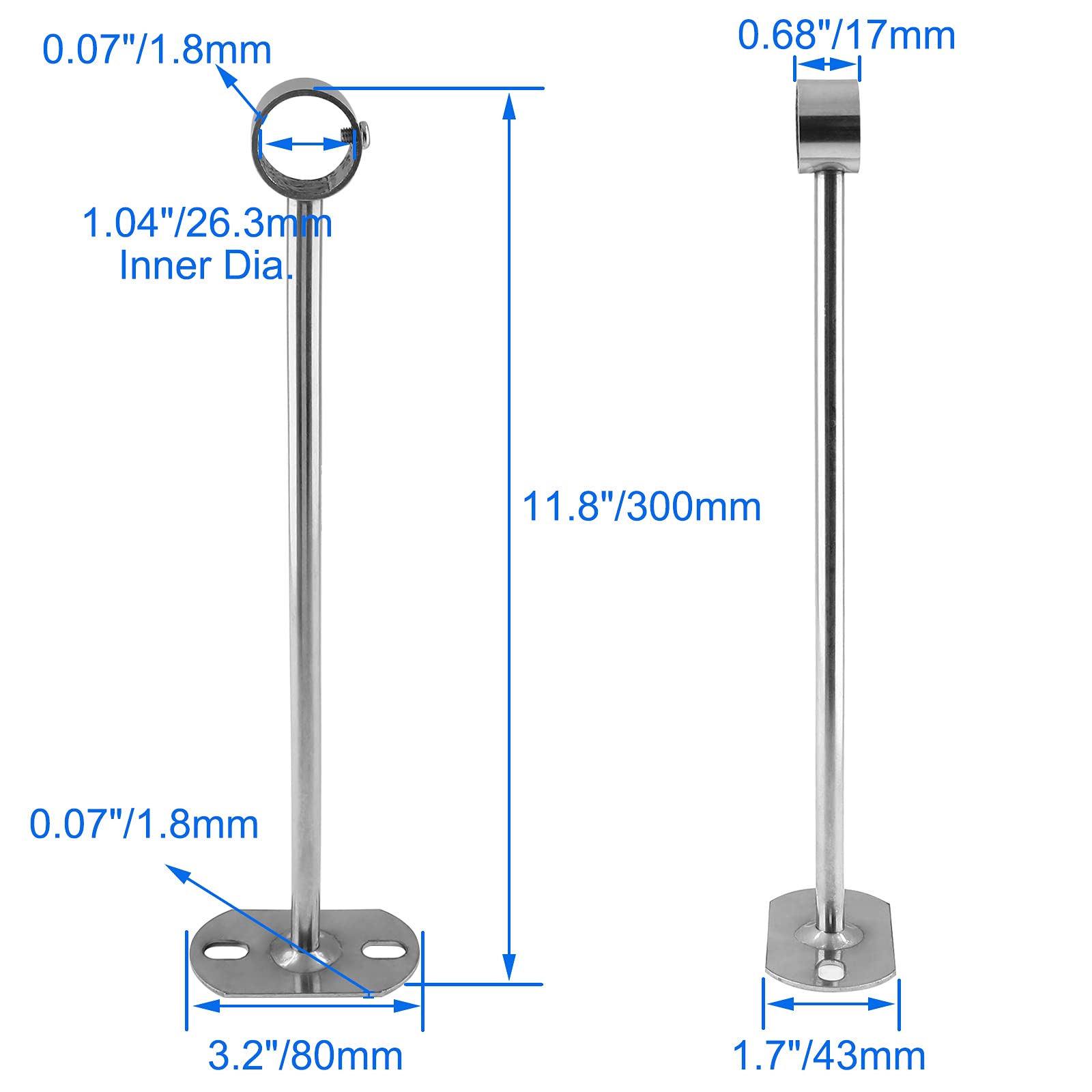 Lot De 2 Douilles De Tringle De Placard En Acier Inoxydable, Support De