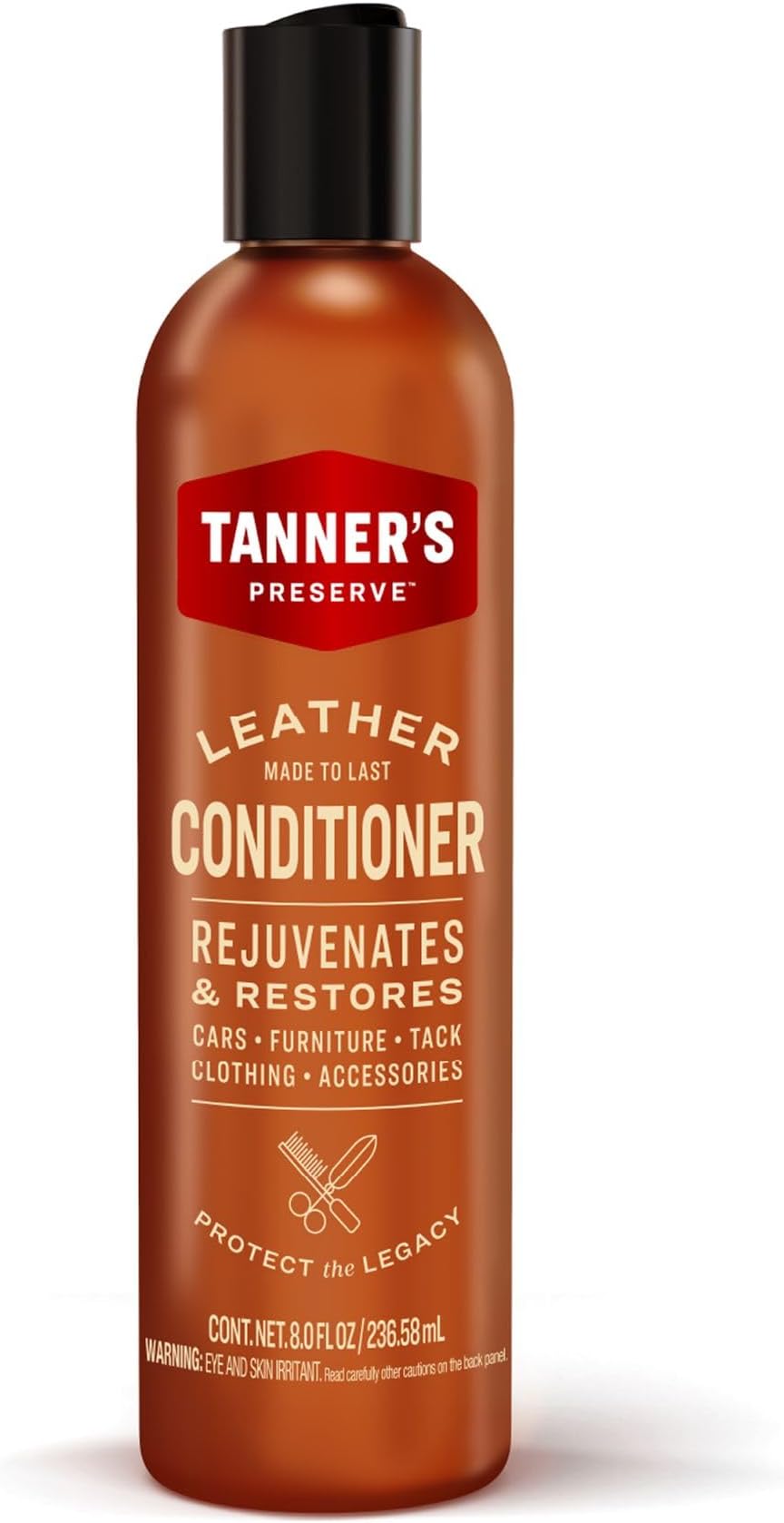 Leather Conditioner for Finished Leather, Restores & Protects Auto Seats, Furniture & Tack, 8 fl oz
