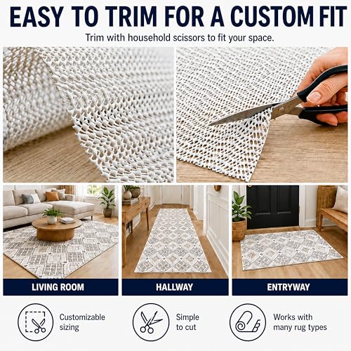AG HOME 4x6 Non Slip Rug Pad for Area Rugs, 0.06" Thin Low Profile Gripper, Helps Keep Rugs Flat & in Place, Door & Robot Vacuum Friendly, Cuttable Anti Skid Mat for Hardwood, Tile & Laminate Floors by AG Home - Image 6