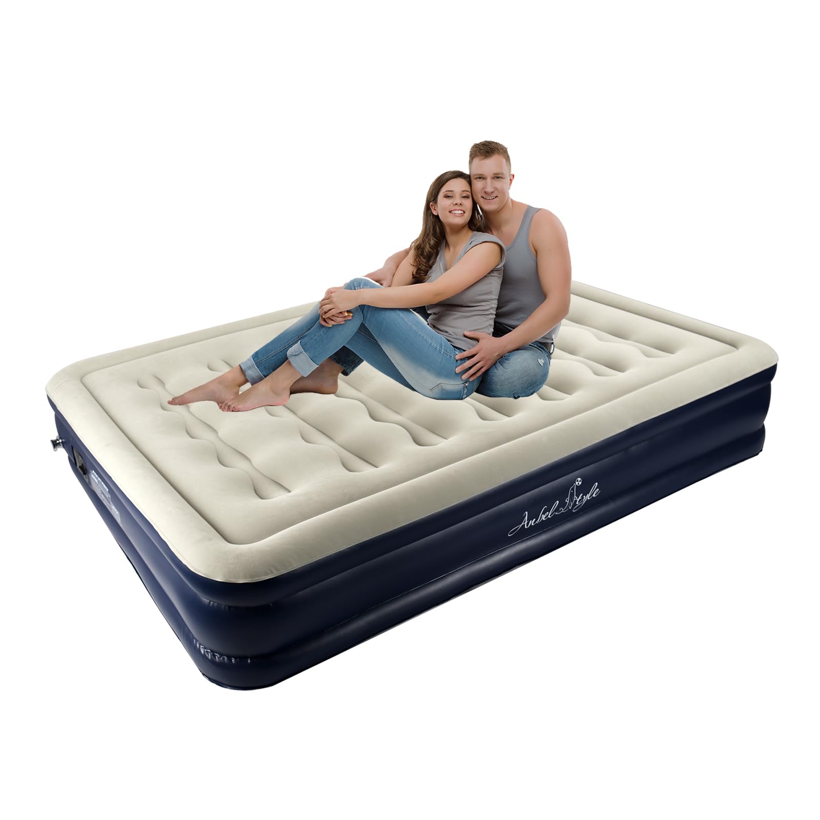 Yxbsalal Air Mattresses with Built in Pump, Fast Inflation/Deflation Inflatable Mattress, Foldable Bed Home, Camping & Guests, 16in Bed Height,Blue, Queen Size