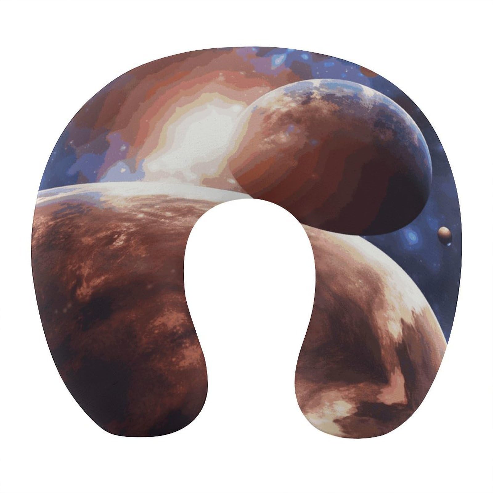 VstaDank Planets in Space Background Neck Pillow Memory Foam Sleeping U Shaped Pillows Cooling Travel Head Support Pillows Super Lightweight Portable Airplane Pillow for Car Office Rest