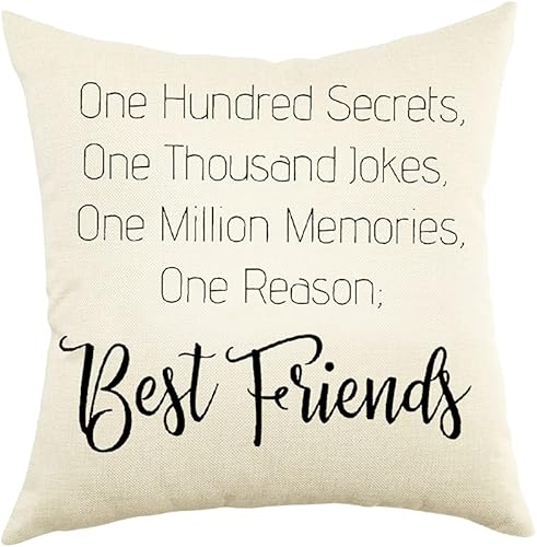 Ogiselestyle Fundas de almohada de granja con cita de mejores amigos, 18 x 18 pulgadas, fundas de cojín rústicas con frases de amistad