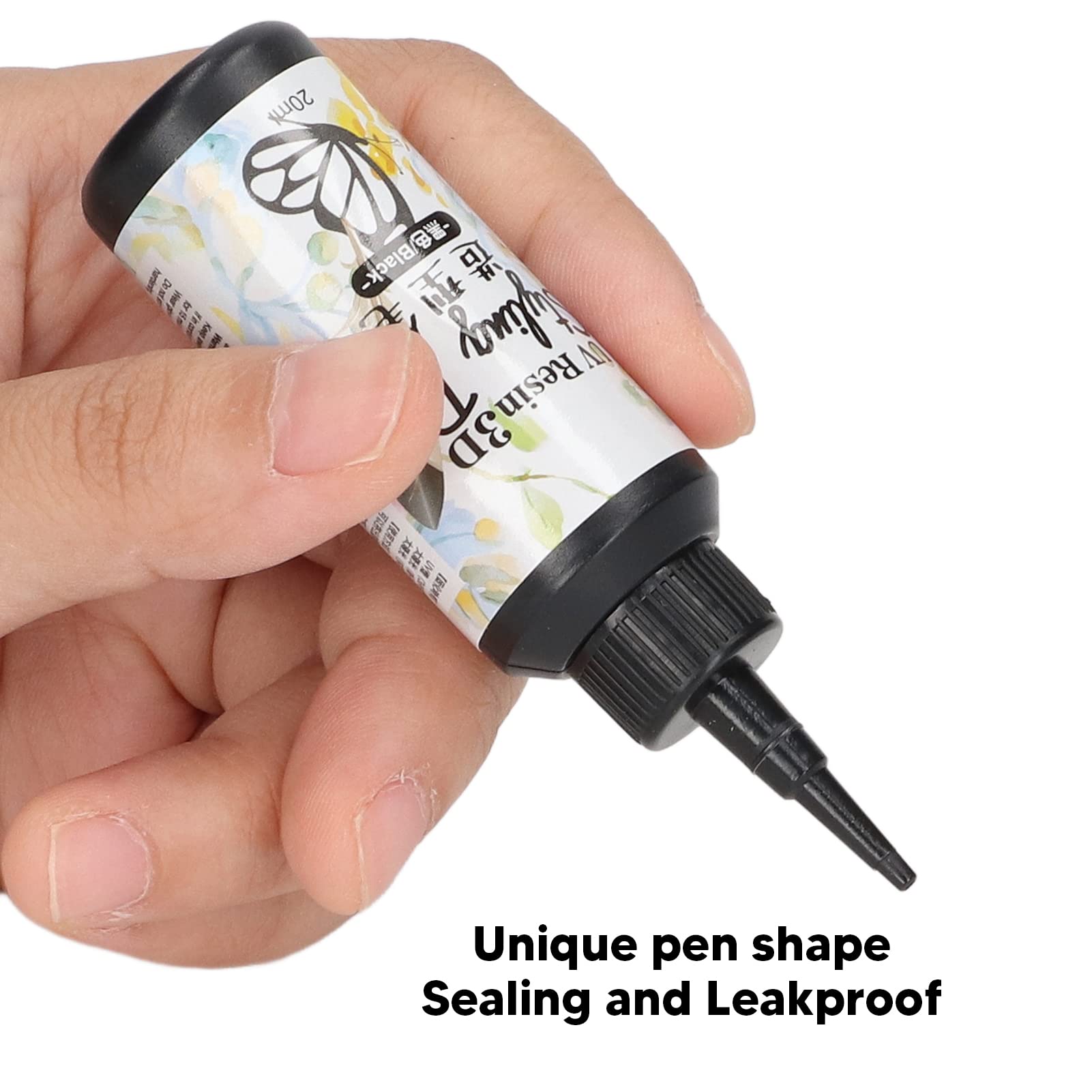 3D UV Resin Liner, Lightweight Unique Pen Shape Styling Pen Fast Curing 20ml Capacity for Outlining for Tracing for Home(Black)