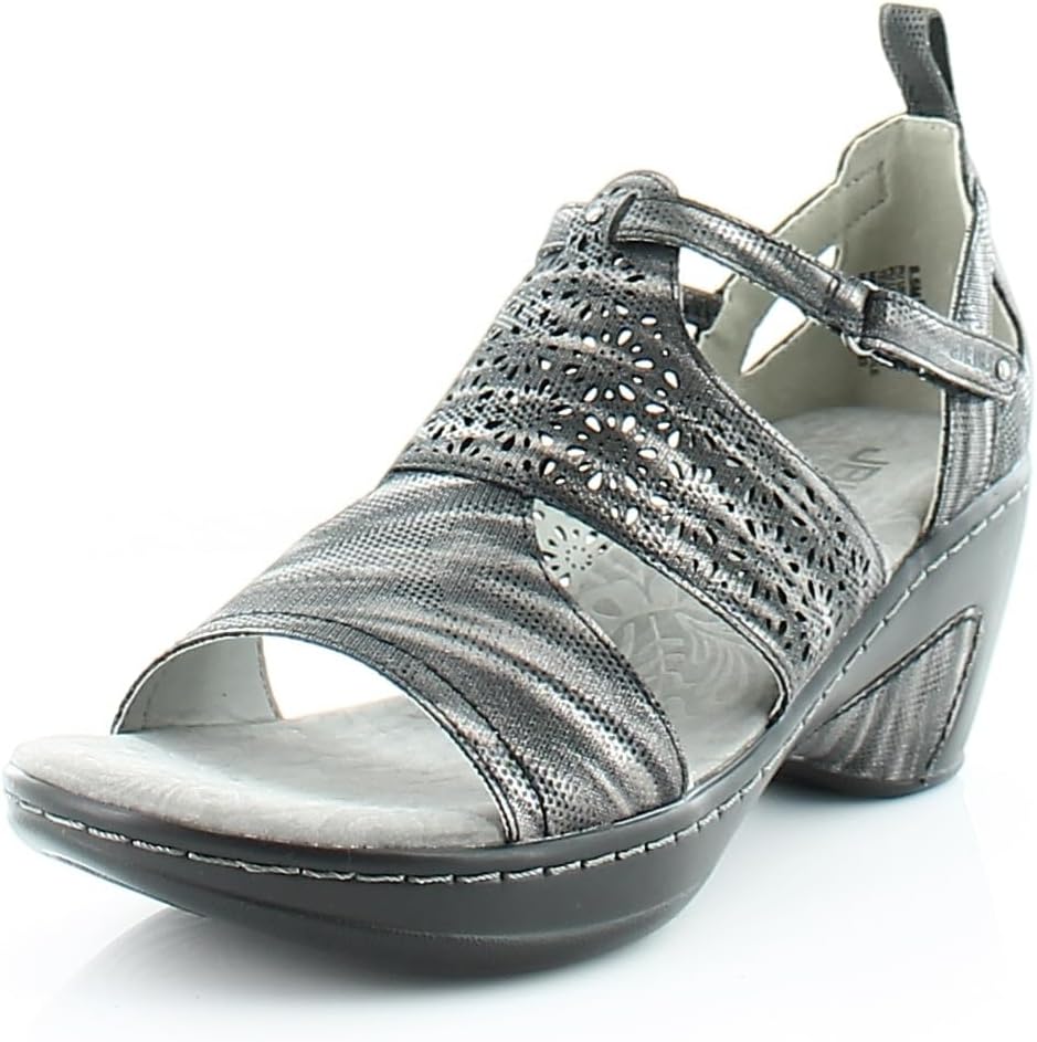 JBU by Jambu Women's Bonita Wedge Sandal, Black Shimmer, 9.5