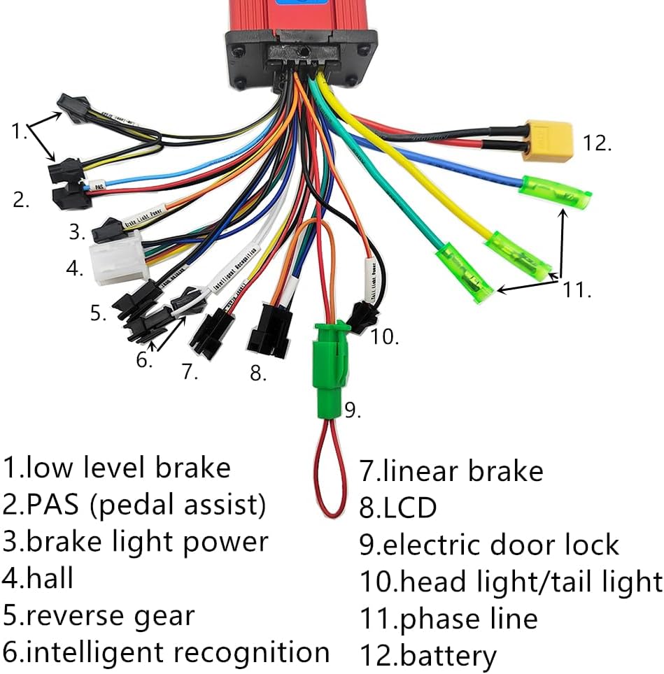 Electric Bike Electric Scooter Intelligent Brushless Square Wave Controller LCD Display 24V 36V 48V 60V 350W 250W Universal XT60