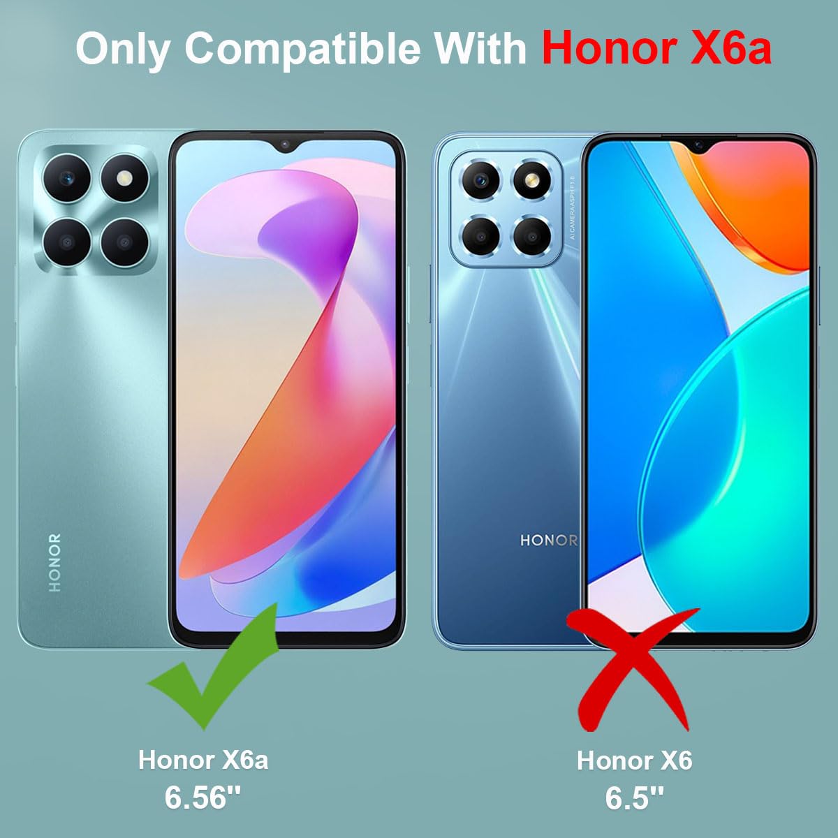 LCEHTOGYE Cover per Honor X6A + Pellicola Protettiva in Vetro Temperato,Nero Custodie Morbido Silicone Case Ultra Sottile TPU Custodia per Honor X6A (6,56) - KE26