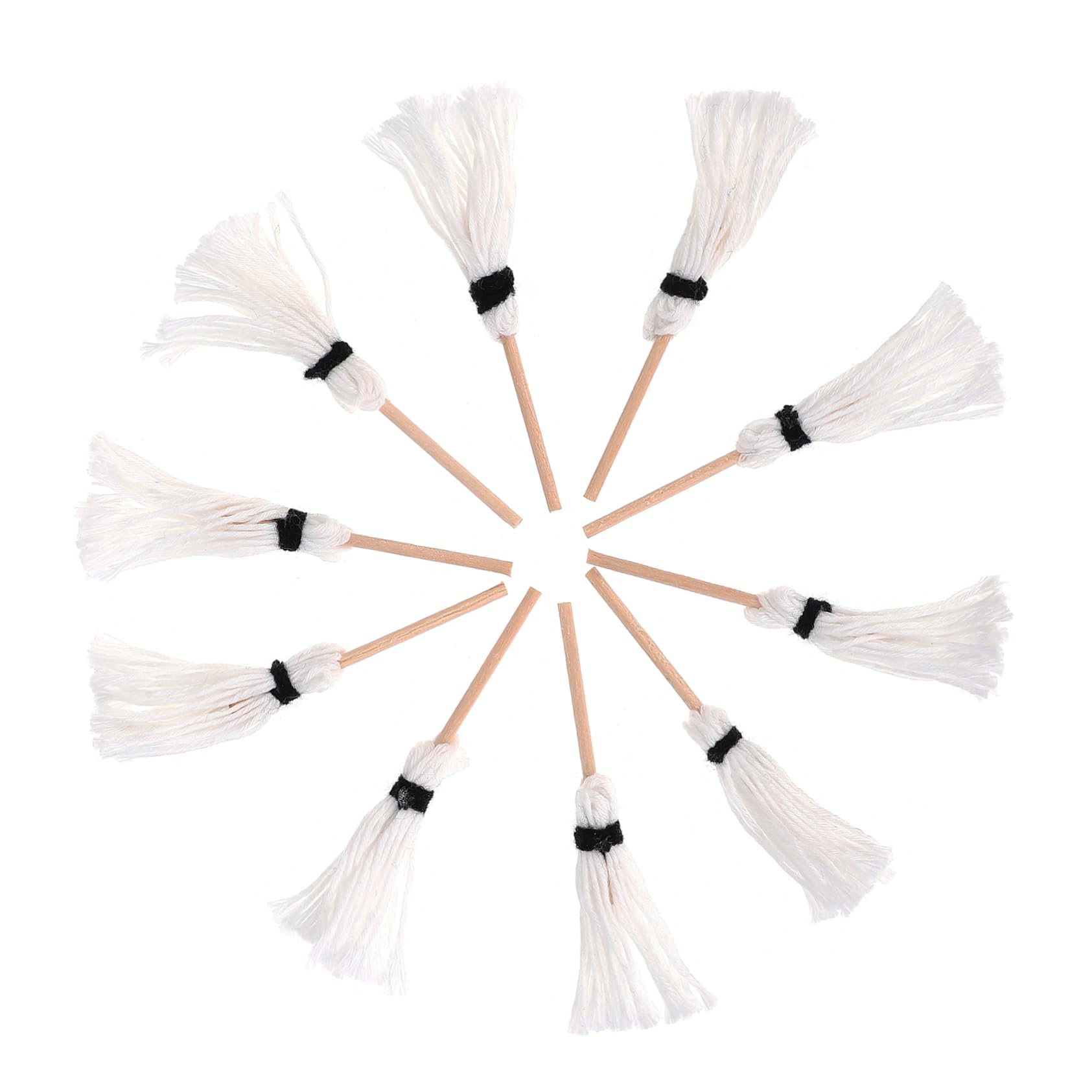 KICHOUSE Halloween Broom Decoration Set of 10 Miniature Witches Broom Ornament for Boys and Girls White Mini Broom Props Photography Accessories for Parties