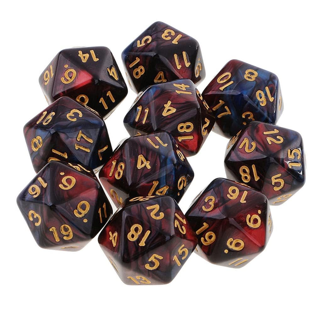 Dzxin Red+Black Dnd Game D20 Dice Set, 10Pcs Polyhedral Dice D20 Dice 20Mm Acrylic 20 Sided Dice Game Dice For Rpg Mtg Dnd Dice Table Games (Red+Black)