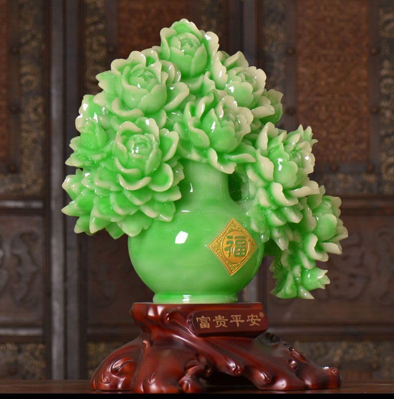 AJ52 中国玉石 花 盆栽 玉石鉢 天然石彫刻 飾り台付 置物 高さ63cm Amazon.com: 黄玉-小号：31 * 15**38cm/牡丹花Flowers Statue Flowers