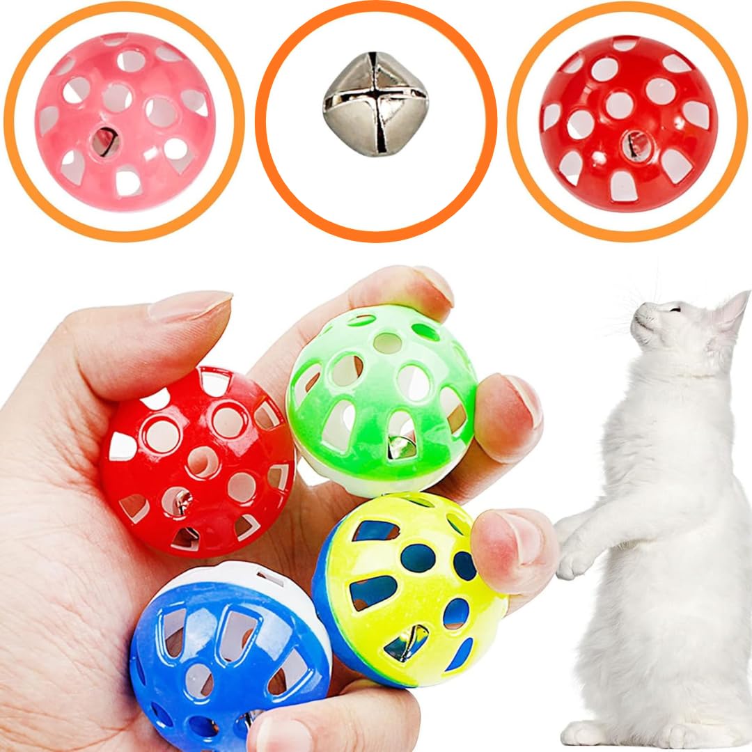 PARENCE - Set de 4 Pelotas de Juego para Gatos 4 cm – Juguetes Interactivos con Campana – Accesorio para Diversión y Ejercicio Gatito y Gato Adulto