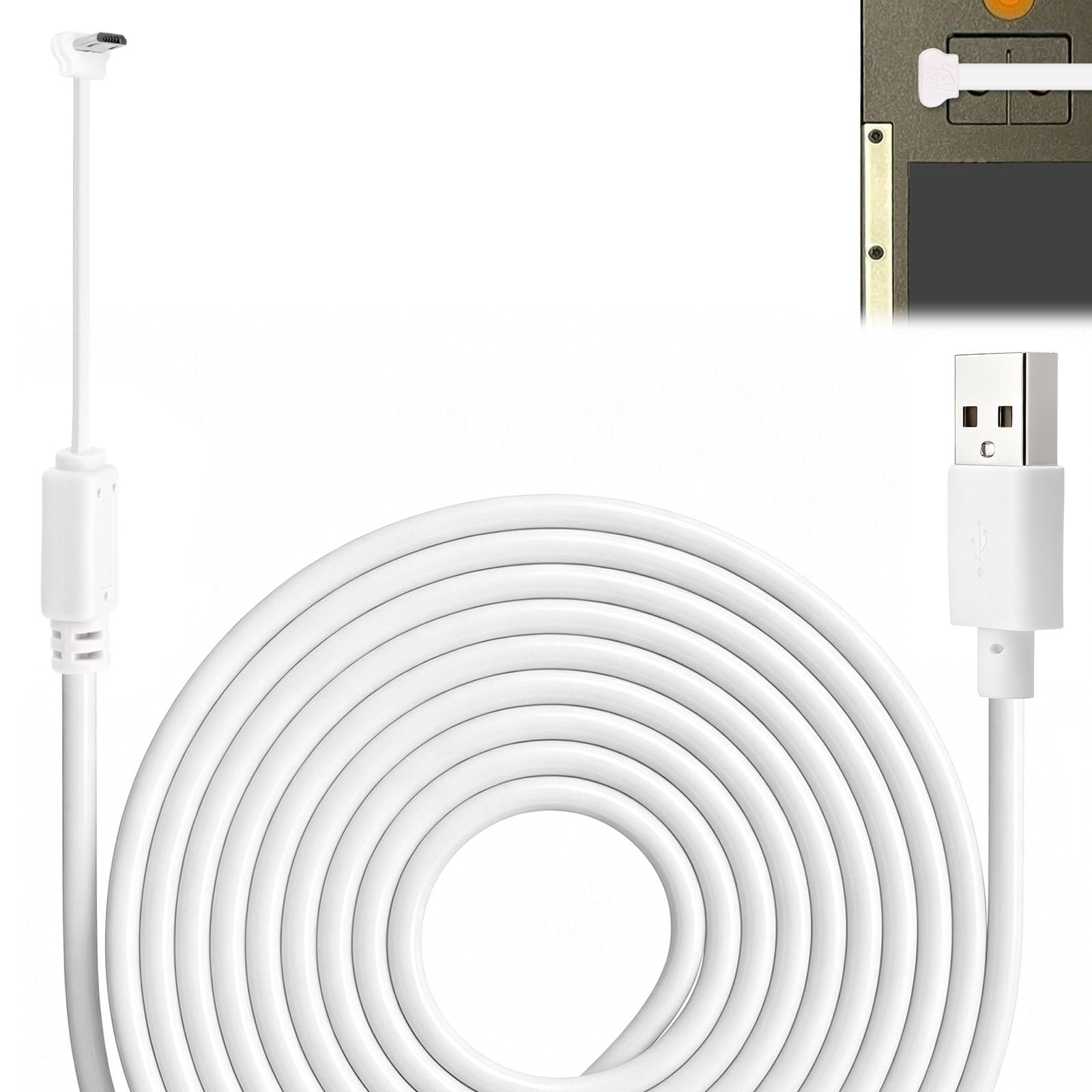 Cable Micro USB curvo de 4m para carga continua de video timbres 8