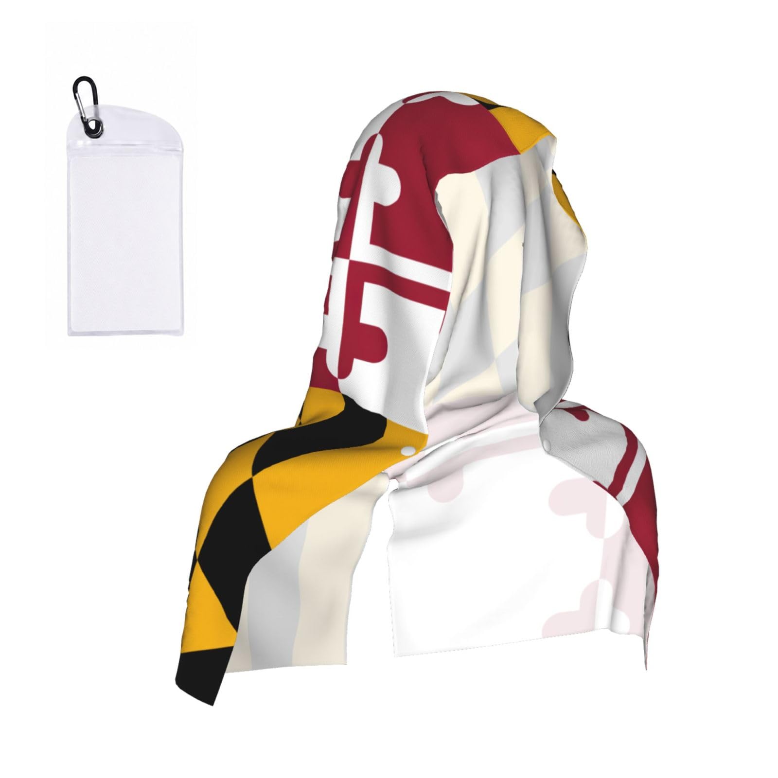 DUWAA Maryland State Flag Print Cooling Hooded Sports Towel, 30×60cm Quick Drying Summer Cool Head Wrap For Neck And Face