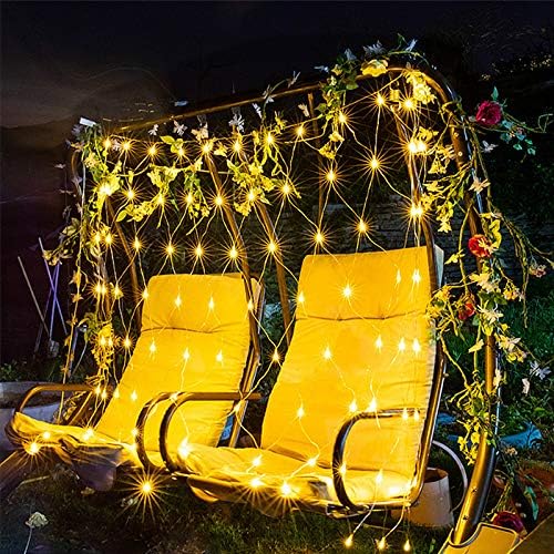 HENGMEI Christmas Net Lights LED Fairy Lights Indoor and Outdoor String Lights with 8 Modes IP44 Waterproof Light Curtain for Christmas, Halloween Decorations, Wedding Party, Garden(Warm White,3x2m)