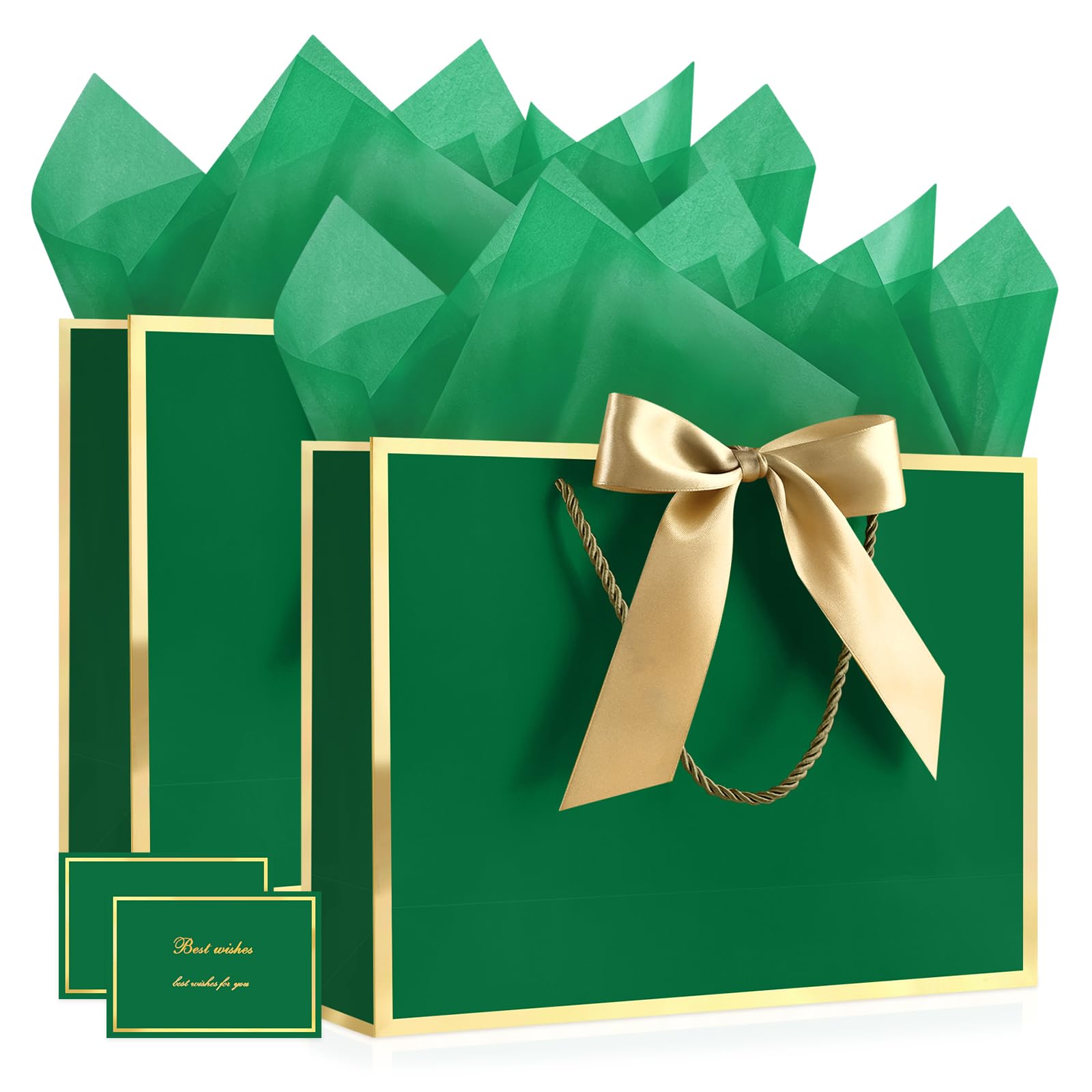 JMANNI 2Pcs Medium Geen Gift Bag for Presents,Birthday Gift Bags for Women โ image 1
