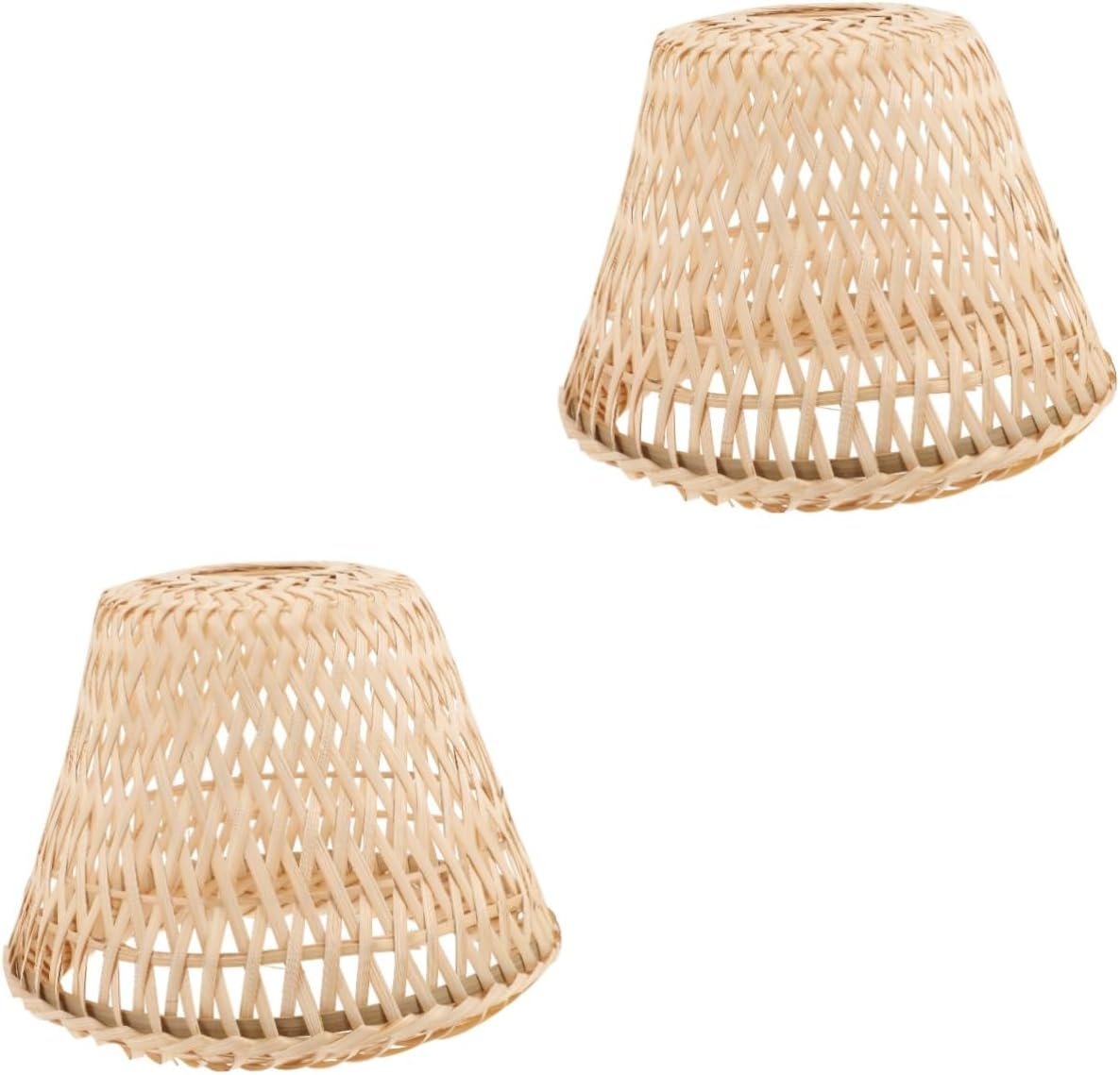 DOITOOL 2pcs bamboo lampshade bamboo pendant light basic lamp shade lamp accessory hanging lights indoor rattan chandelier drum pendant light lamp shades Retro Style Lamp Shade lamp supply