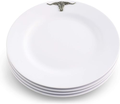 Miniatura 9 de Arthur Court Plato de melamina pesado y duradero, 4 piezas, para uso en interiores y exteriores, fiestas y uso diario, vajilla vintage de 10