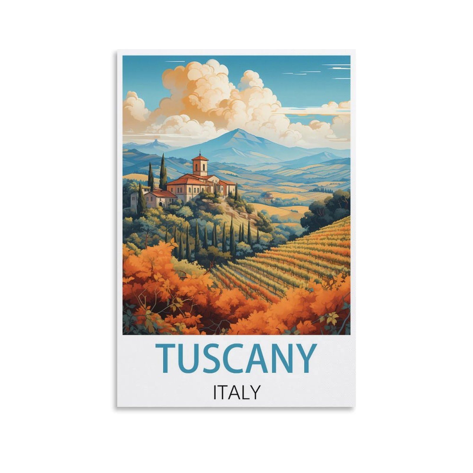 ZBBGGOZ Tuscany Italy Vintage Travel Posters 08x12inch(20x30cm) Canvas Wall Posters And Art Picture Print Modern Family Bedroom Decor