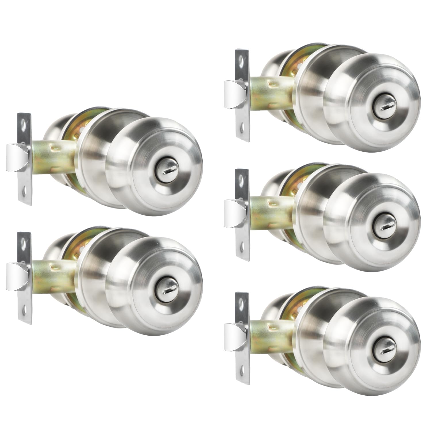 Satin Nickel Privacy Door Knobs - 4 Pack Locksets -13
