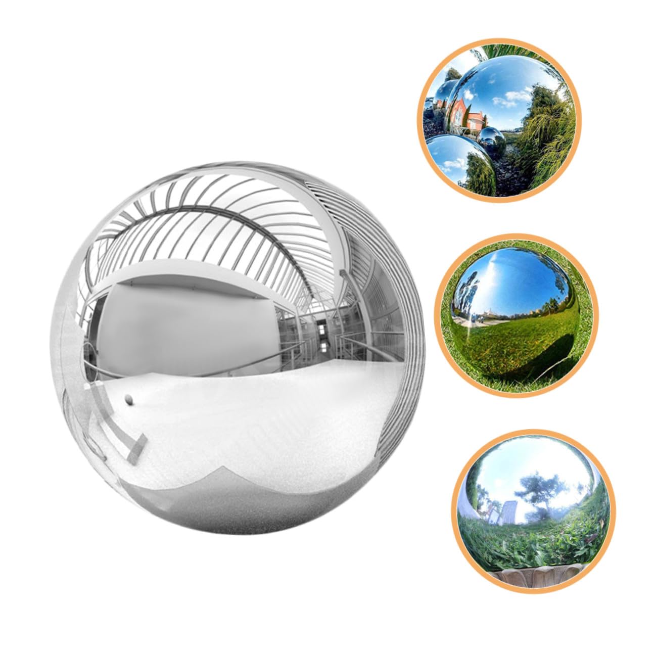 Gadpiparty Sfera Decorativa Inox da Argento in Acciaio Giardino Riflettente
