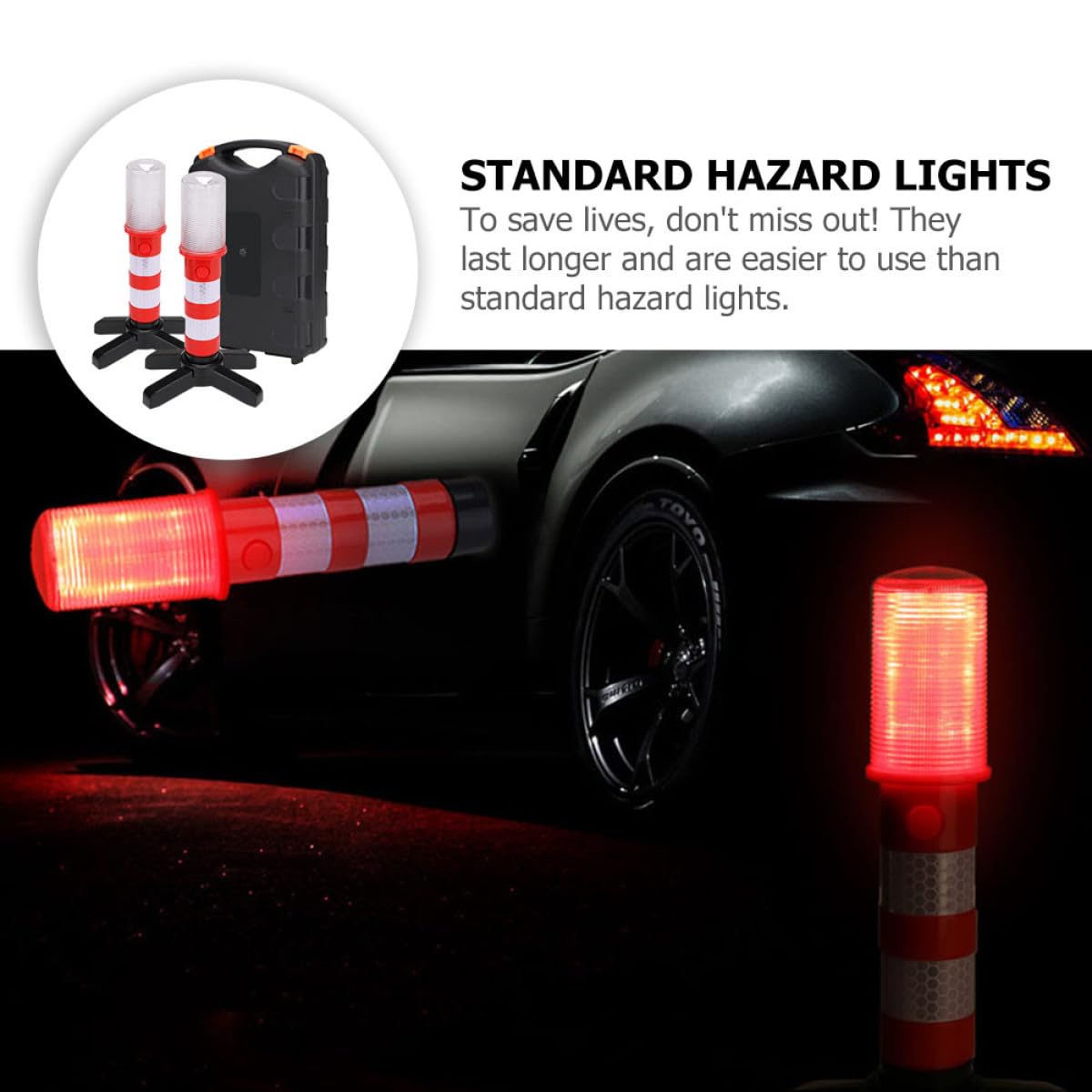 Lampada di Emergenza LED Magnetica Set 1 Rosso Abs PC Stradale