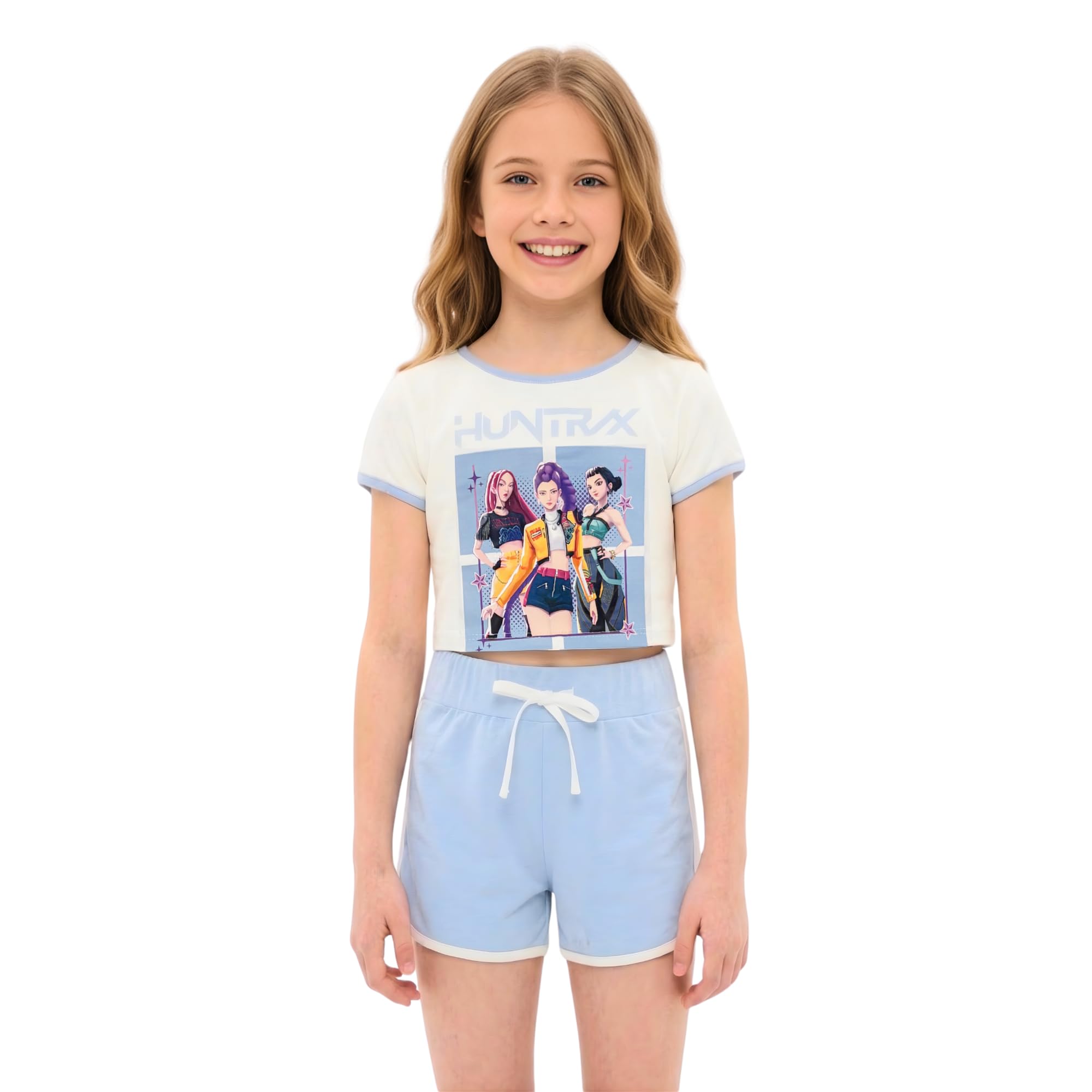 Conjunto K-Pop Niña Camiseta Crop Manga Corta y Falda Pantalón. Moda Anime Infantil. Conjunto Idol Coreano. Conjunto de Verano para Niñas de 4 a 14 Años — view 12