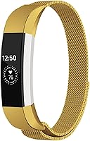 Vista 11 de Bandas de bucle de metal compatibles con Fitbit Alta/Fitbit Alta HR, malla de bucle de acero inoxidable transpirable, pulsera magnética ajustable